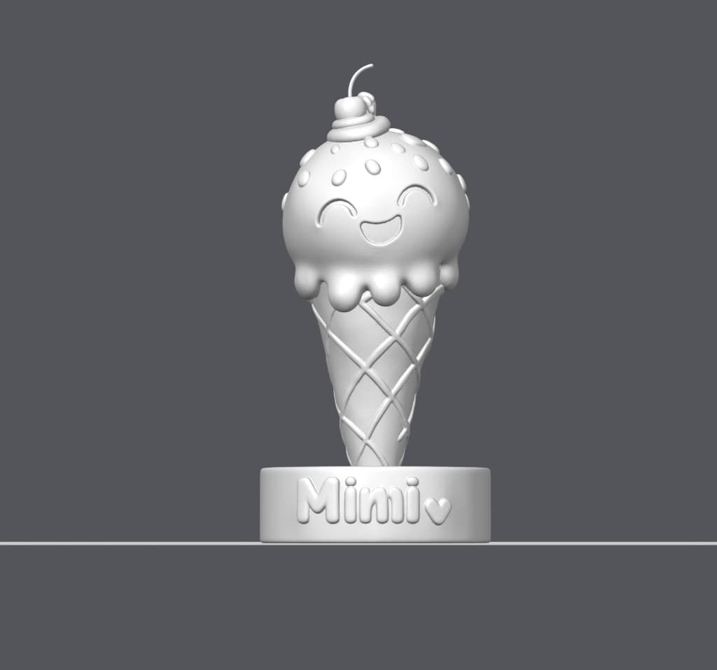 Malha 3D em cinza do sorvete Mimi, pronta para impressão